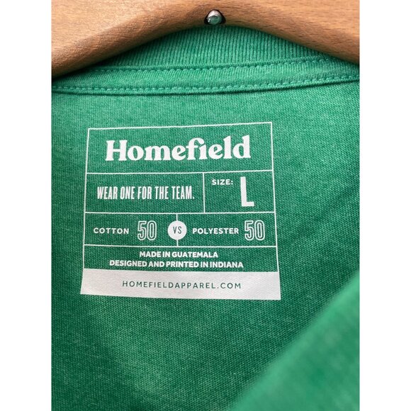 Homefield Crewneck Short Sleeve T Shirt Mens L Green Cotton Poly Plain Basic Tee - Picture 3 of 6